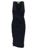 Saint Laurent Ruched Jersey Dress — Black