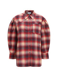Ganni Cotton Flannel Check Shirt — Red