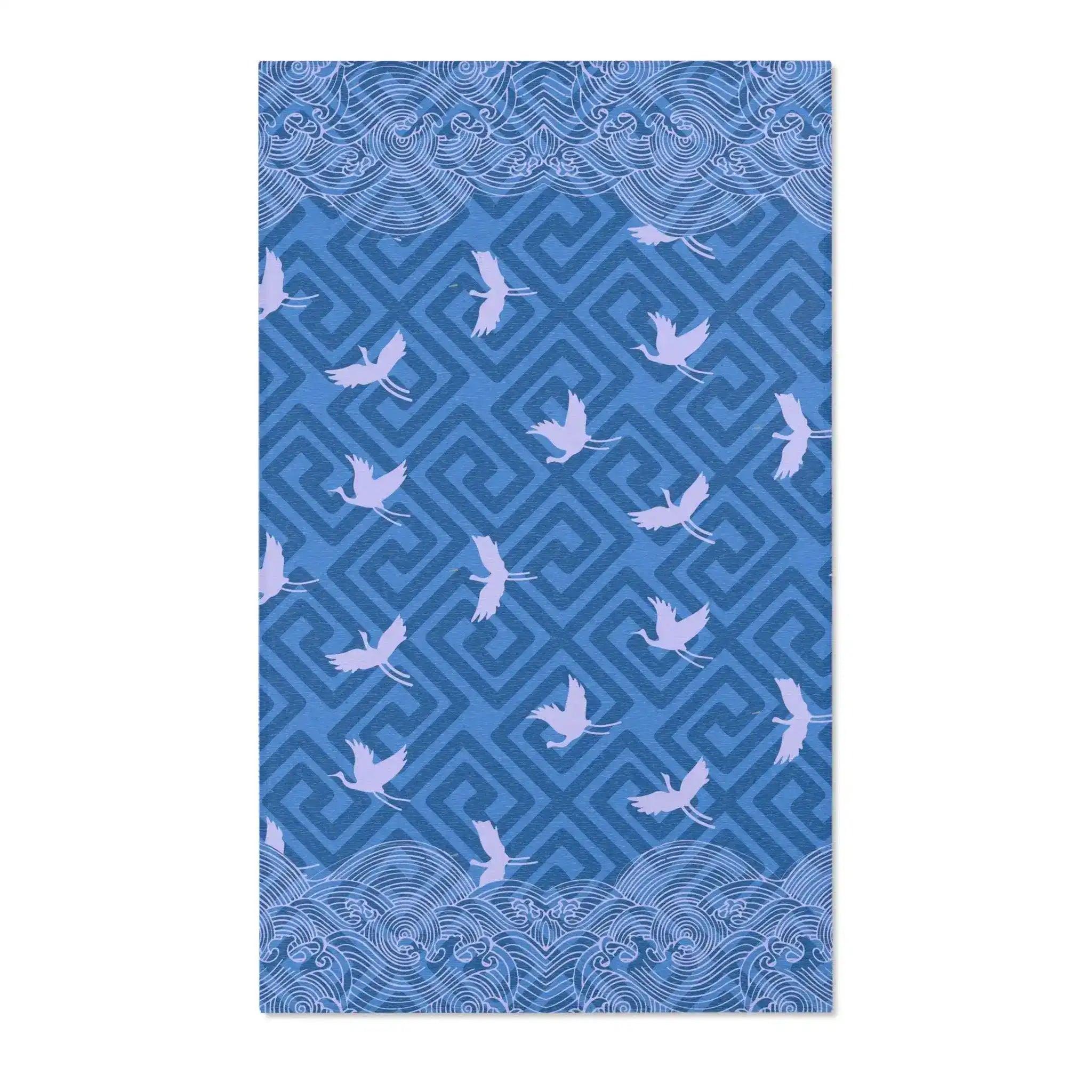 Indigo Crane Waves Accent Rug