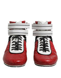Men's Red Quilted Leather Lace Up Sneakers Shoes