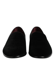 Men's Velvet Slip-On Loafer Black Cotton Viscose