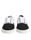 Black Cotton Canvas Lace Up Men Sneakers Shoes And White