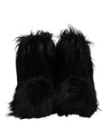 Men's Black Faux Fur Mid Calf Boots Shoes
