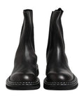 Men's Black Leather Mid Calf Boots Flats Shoes