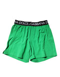 Men's Green Cotton Regular Boxer Shorts Underwear Elastane
