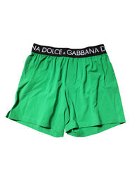 Men's Green Cotton Regular Boxer Shorts Underwear Elastane