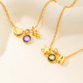 Collar Colgante Estrella Corazón Flor Personalizado con Piedra de Nacimiento e Inicial Regalo de Navidad Cumpleaños para Niños Niñas