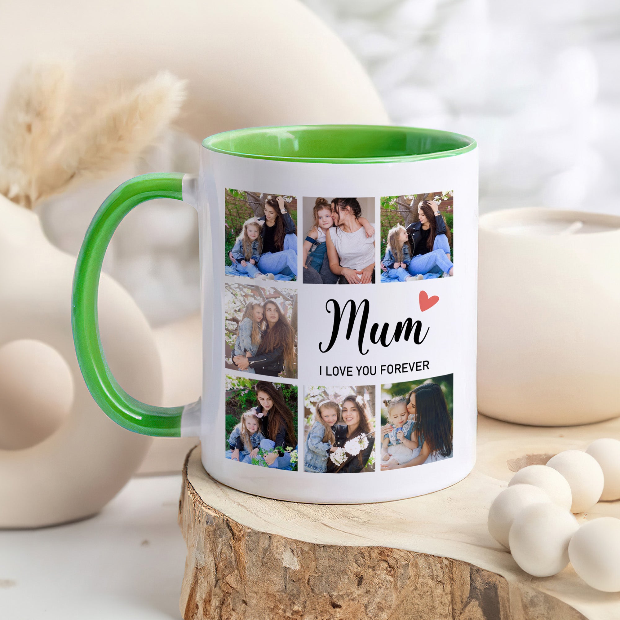 Taza de Cerámica Multicolor Personalizada 7 Fotos 11 oz 15 oz con Título y Texto Cumpleaños Día de la Madre Regalo para Mamá Abuela