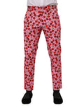 Men's Pink Cherry Print Cotton Dress Pants