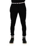 Black Cotton Men Jogger Sweatpants Pants Elastane