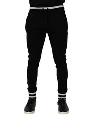 Black Cotton Men Jogger Sweatpants Pants Elastane