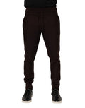 Brown Cashmere Men Jogger Sweatpants Pants Silk