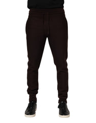 Brown Cashmere Men Jogger Sweatpants Pants Silk