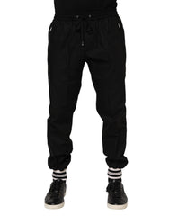 Men's Cotton Logo Tape Joggers Black