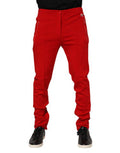 Red Viscose Logo Jogger Men Sweatpants Pants Nylon Elastane