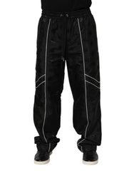 Men's Black Cotton Straight Jogger Sweatpants Pants Silk Elastane