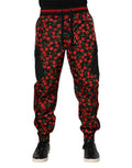 Black Red Cherry Print Men Sweatpants Pants And Nylon