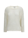 Max Mara Pure Open-Knit Linen-Cotton Sweater — White