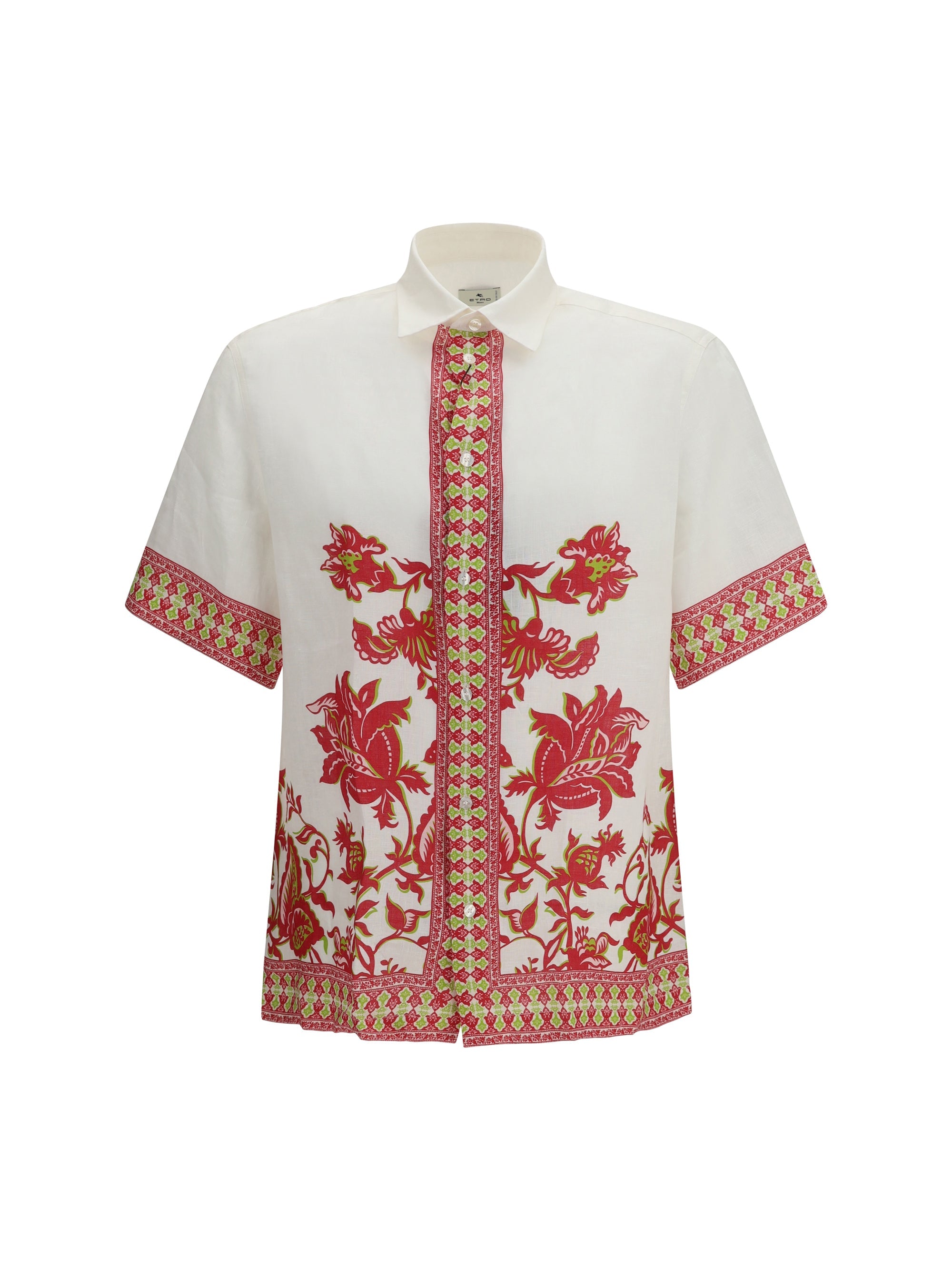 Etro Floral-Print Linen Shirt — White