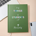 Cuaderno personalizado "Cosas graciosas que dicen mis alumnos" con texto Regalo de cumpleaños de vuelta al cole para profesores