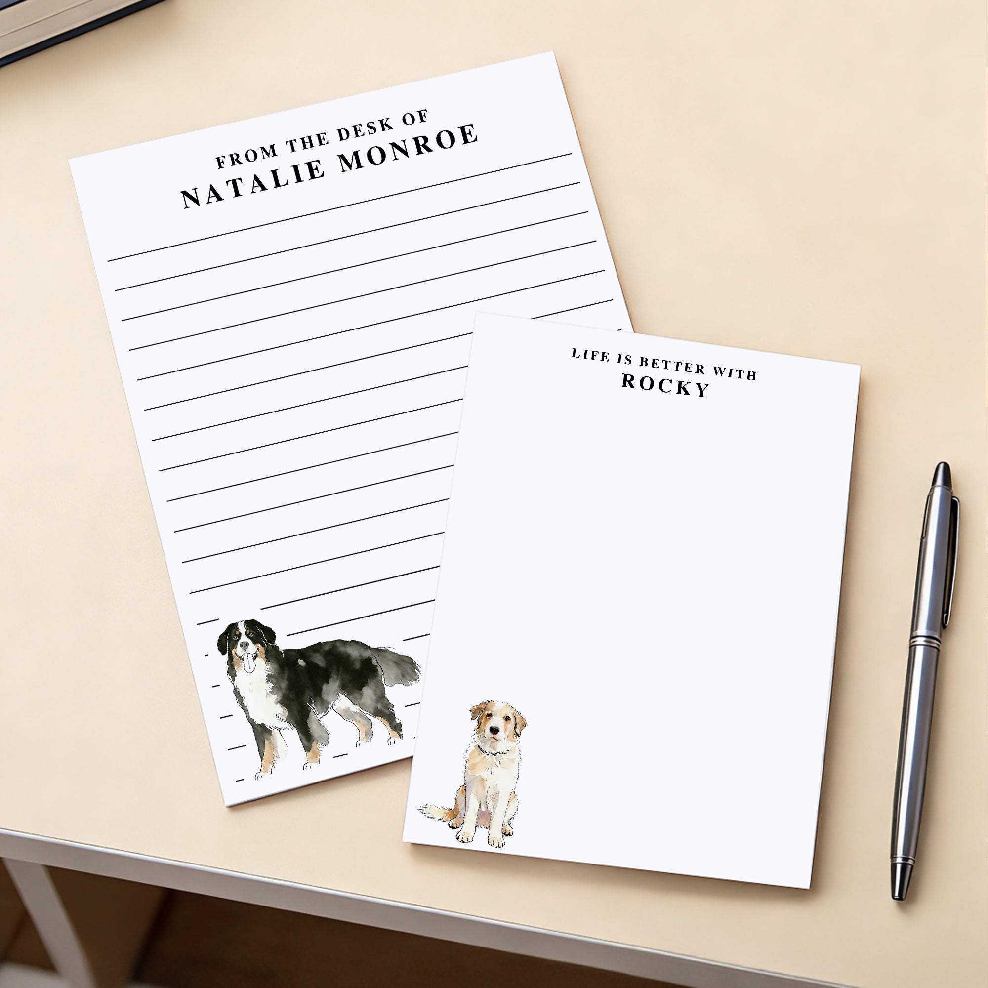 Bloc de notas personalizado con fotos de mascotas en estilo acuarela con 40/80 páginas y texto Regalo de cumpleaños de uso diario para amantes de las mascotas