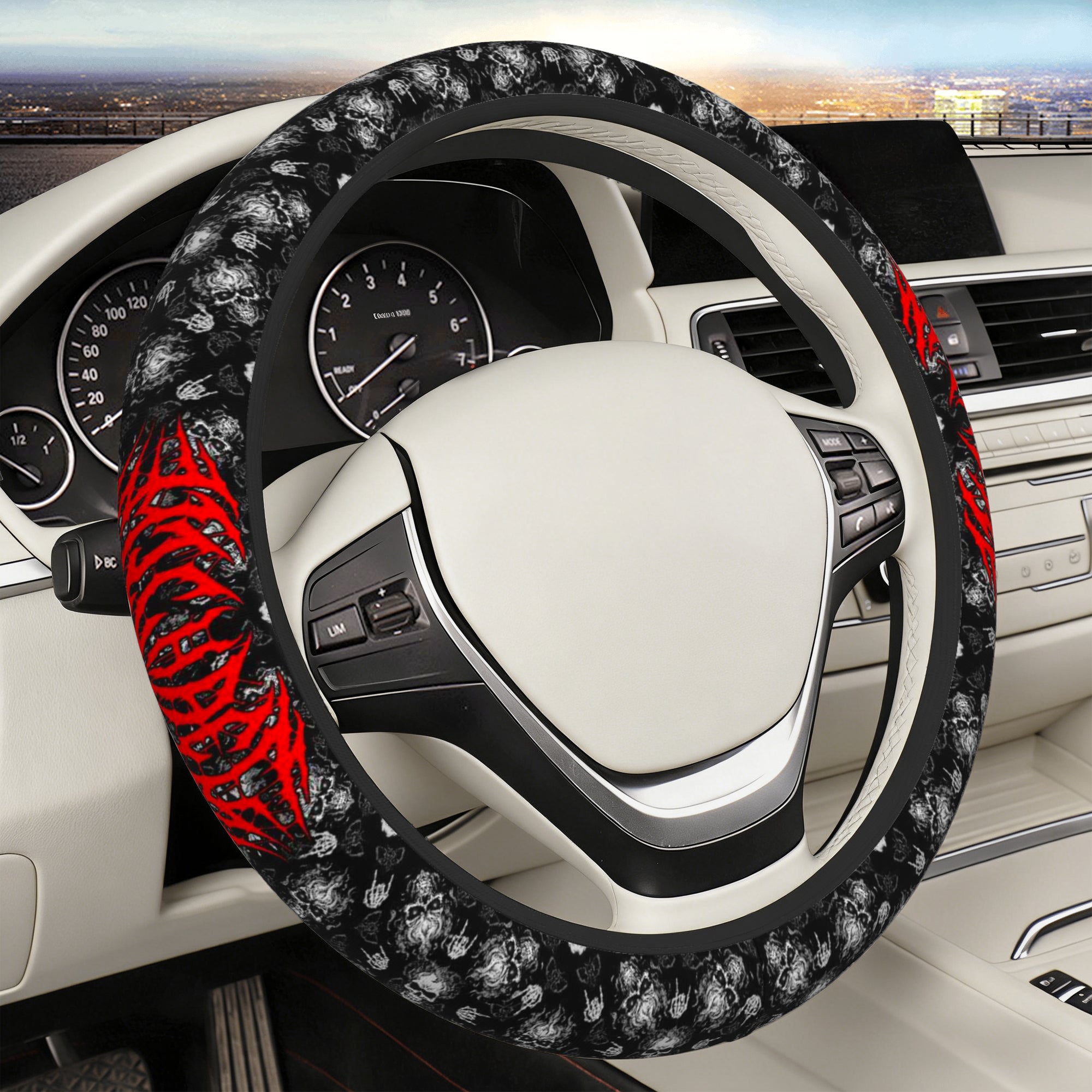 Personalizado Punk Heavy Metal estilo antideslizante del volante del coche cubierta con el nombre de largo viaje Deseos regalo de cumpleaños para la familia amigo Punk Entusiasta