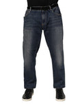 Men's Blue Cotton Logo Plaque Slim Denim Jeans Elastane Clothing