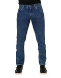 Men's Blue Cotton Logo Plaque Denim Jeans Clothing