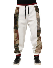 Men's Patchwork Joggers White Polyester Nylon Elastane