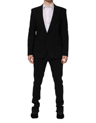 Men's Black Martini Single Breasted 2 Piece Suit Cotton Viscose Elastane