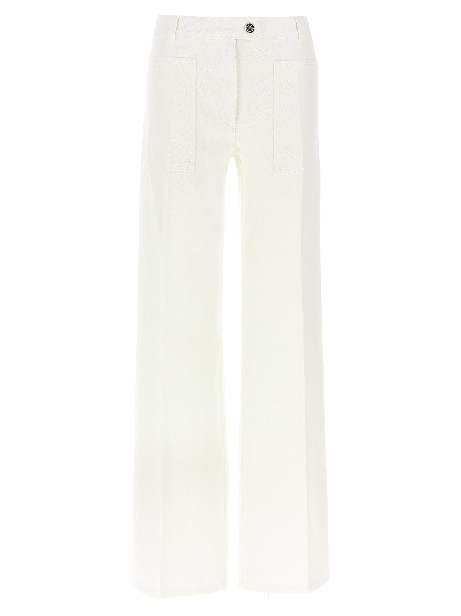 Ferragamo Garment-Dyed Denim Jeans — White