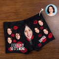 Personalizado Divertido Abierto Cremallera Cara Foto Labios Rojos Boxer Brief Ropa interior masculina con nombre Día de San Valentín Regalo de aniversario para los hombres