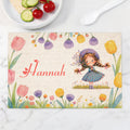 Mantel Individual de Lino Rectangular Personalizado con el Nombre de un Personaje de Dibujos Animados de Flores Decoración de Comedor Uso Diario Vuelta al Cole Regalo de Cumpleaños para Niños Familia