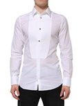 Men's White Cotton Gold Bib Poplin Formal Shirt
