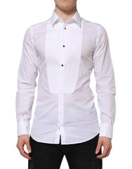 Men's White Cotton Gold Bib Poplin Formal Shirt