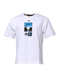 Men's White Cotton Crew Neck Graphic Print T-Shirt Nylon Elastane