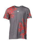 Men's Gray Cotton Coral Print Logo Plaque T-Shirt