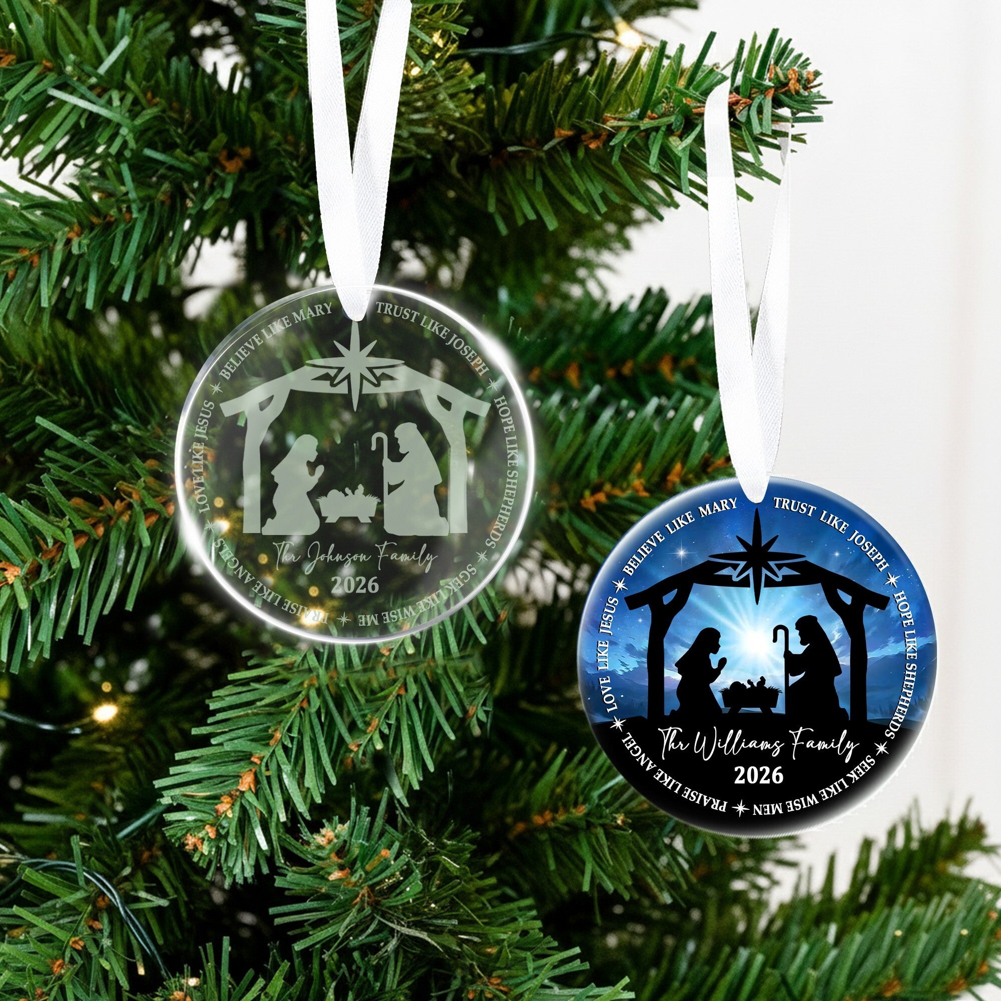 Personalizado Creemos Natividad acrílico ornamento de cerámica 2026 Natividad Decoración religiosa de Acción de Gracias Regalo para los cristianos