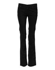 Women's Black Cotton Stretch Flared Bootcut Denim Jeans Elastane Clothing