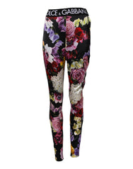 Women's Multicolor Floral Legging Stretch Waist Pants Nylon Elastane