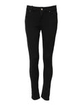Women's Black Cotton Skinny Mid Waist Denim Jeans Elastane Clothing