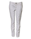 White Cotton Mid Waisted Women Denim Jeans Clothing