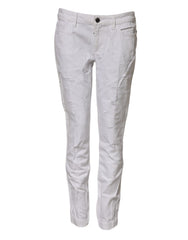 White Cotton Mid Waisted Women Denim Jeans Clothing