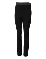 Women's Black Wool Leggings Stretch Pants 99 Virgin Elastane