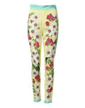 Women's Silk Floral Leggings Yellow Elastane