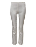 Women's Ivory Silk Tapered High Waist Pants Off White Elastane