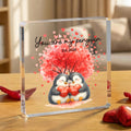 Personalizado Amor Corazón Árbol Pingüinos Placa Acrílica Adorno con Nombre y Fecha Aniversario de Boda San Valentín Regalo para Pareja