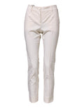 Women's White Wool Tapered High Waist Pants Virgin Elastane