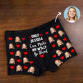 Personalizado Funny Face Fotos Amor Corazón Cómodo Ropa interior de los hombres Boxer Brief con el nombre de San Valentín Día de Regalo para Novio Esposo