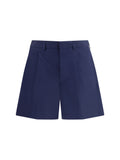 Prada Tailored Cotton Bermuda — Navy